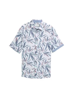 Herren Tom Tailor Comfort Fit Hemd mit Palmen-Print