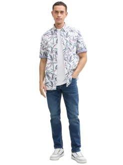 Herren Tom Tailor Comfort Fit Hemd mit Palmen-Print