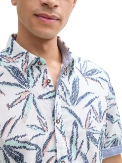 Herren Tom Tailor Comfort Fit Hemd mit Palmen-Print
