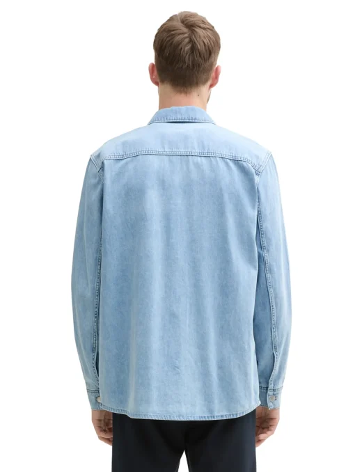 Herren Tom Tailor Comfort Fit Jeanshemd mit Brusttasche