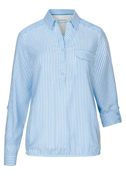 Damen Bianca Coole Schlupfbluse mit Polokragen und kurzer Knopfleiste
