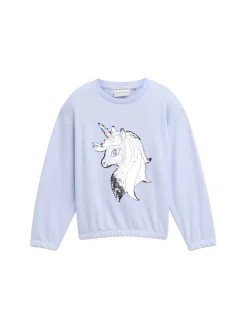 Kinder Tom Tailor Denim Cropped Sweatshirt mit Wendepailletten