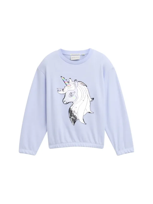 Kinder Tom Tailor Denim Cropped Sweatshirt mit Wendepailletten