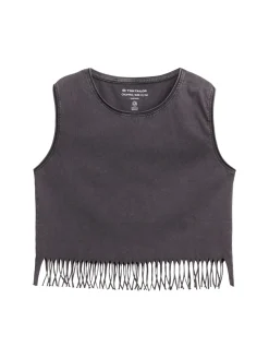 Kinder Tom Tailor Denim Cropped Top mit Fransen