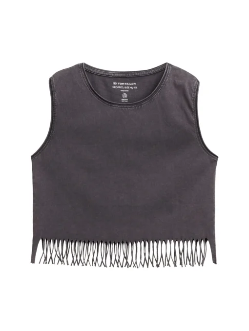 Kinder Tom Tailor Denim Cropped Top mit Fransen