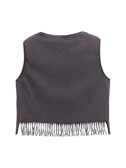 Kinder Tom Tailor Denim Cropped Top mit Fransen