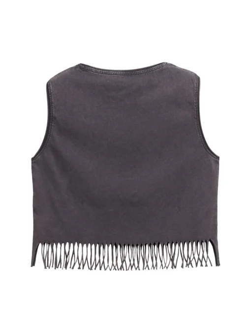 Kinder Tom Tailor Denim Cropped Top mit Fransen