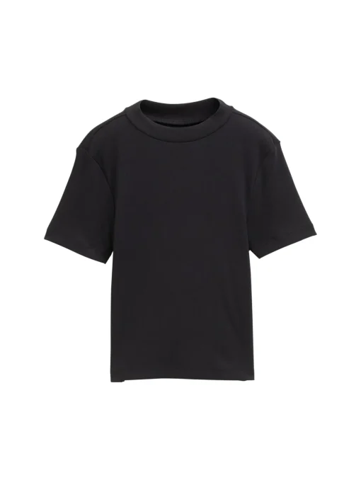 Kinder Tom Tailor Denim Cropped T-Shirt mit Rippstruktur