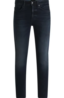Herren Boss Orange Delaware Slim-Fit Jeans aus strukturiertem blauschwarzem Denim