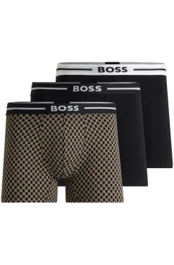 Herren Boss Dreier-Pack eng anliegende Boxershorts aus Stretch-Baumwolle mit Logos