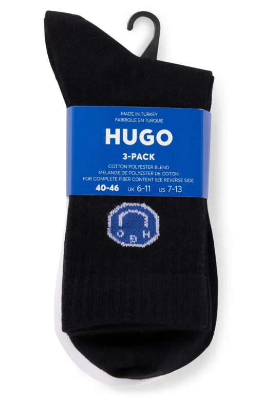 Herren Hugo Blue Dreier-Pack kurze Socken aus Baumwoll-Mix