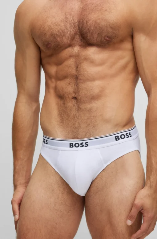 Herren Boss DREIER-PACK SLIPS AUS STRETCH-BAUMWOLLE MIT LOGOS AM BUND