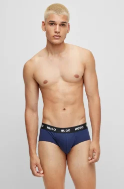 Herren Hugo Red DREIER-PACK SLIPS AUS STRETCH-BAUMWOLLE MIT LOGO AM BUND HIPBRIEF TRIPLETPACK