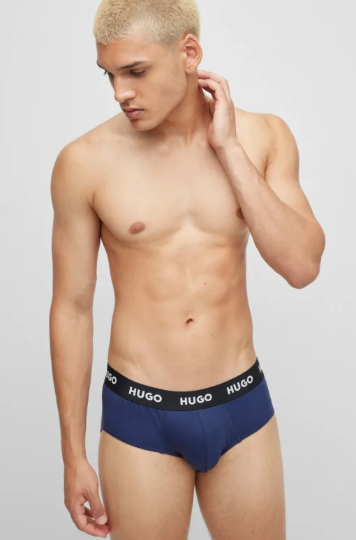 Herren Hugo Red DREIER-PACK SLIPS AUS STRETCH-BAUMWOLLE MIT LOGO AM BUND HIPBRIEF TRIPLETPACK