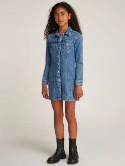 Kinder Tommy Hilfiger Durchgeknöpftes Hemdkleid aus Denim