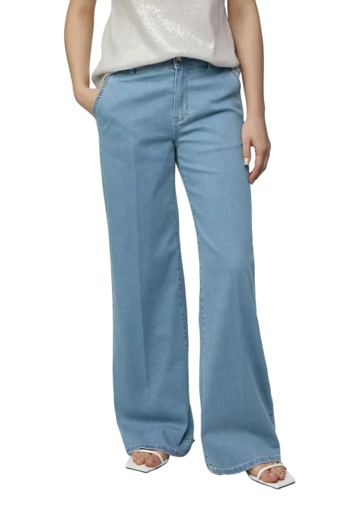 Damen Comma Elastische Wide-Leg-Jeans im Loose Fit