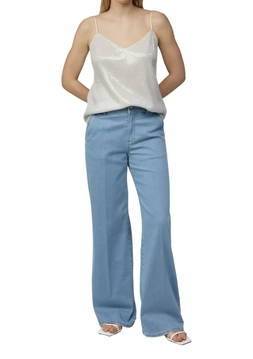 Damen Comma Elastische Wide-Leg-Jeans im Loose Fit