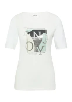 Damen s.Oliver Elastisches T-Shirt mit Frontprint im Slim Fit