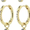 Damen Pilgrim ELNA recycelte Kristallohrringe 2-in-1-Set, vergoldet