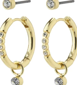 Damen Pilgrim ELNA recycelte Kristallohrringe 2-in-1-Set, vergoldet