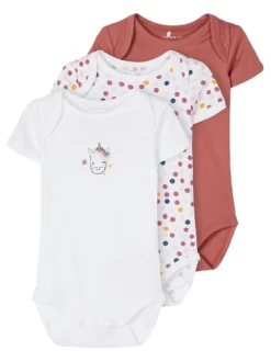 Kinder Name It 3er Pack Strampler Einhornprint