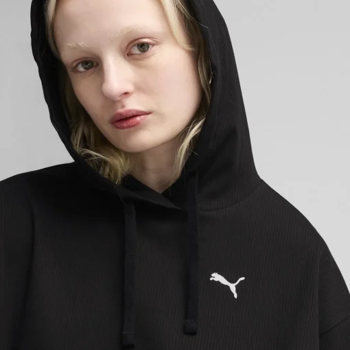 Damen Puma ESS ELEVATED Bequemer gerippter Hoodie Damen