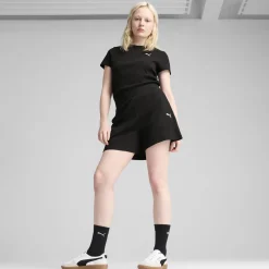Damen Puma ESS ELEVATED Gerippte 5 Shorts mit hohem Bund