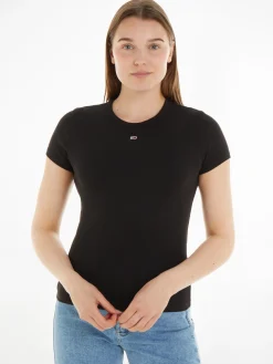 Damen Tommy Jeans Essential Slim Fit Rippstrick T-Shirt
