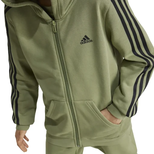 Kinder Adidas Essentials 3-Streifen Fleece Kapuzenjacke