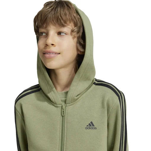 Kinder Adidas Essentials 3-Streifen Fleece Kapuzenjacke