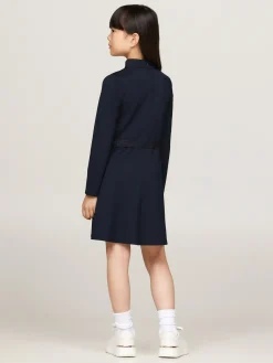 Kinder Tommy Hilfiger Extra Slim Fit Langarm Kleid mit Gürtel