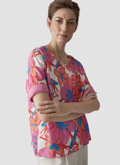 Damen Lecomte Farbenfrohes T-Shirt mit floralem Print