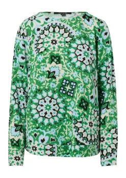 Damen Comma Feine Bluse mit seitlich geschlitztem Saum und abstraktem All-Over-Muster