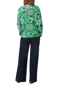 Damen Comma Feine Bluse mit seitlich geschlitztem Saum und abstraktem All-Over-Muster