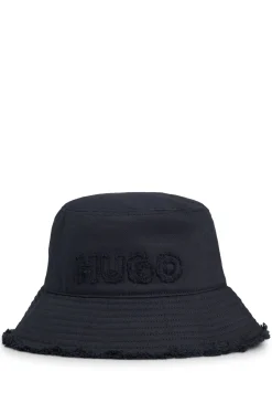 Damen Hugo Red Fischerhut aus Baumwolle mit Logo und Fransen