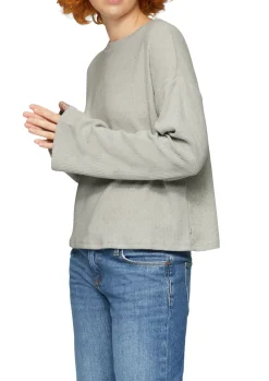 Damen QS Flauschiges Rippshirt in melierter Optik