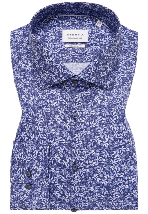 Herren Eterna Florales Allover-Print Langarmhemd