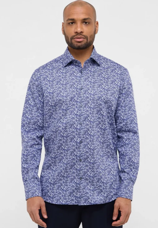 Herren Eterna Florales Allover-Print Langarmhemd