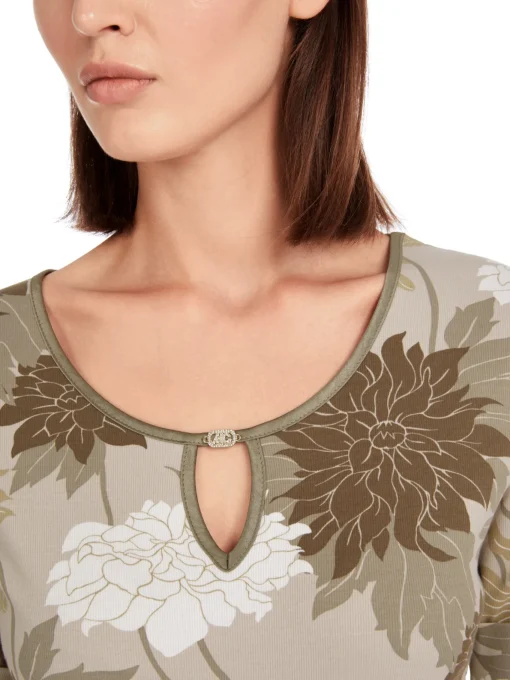 Damen Marc Cain Florales Rippen-T-Shirt