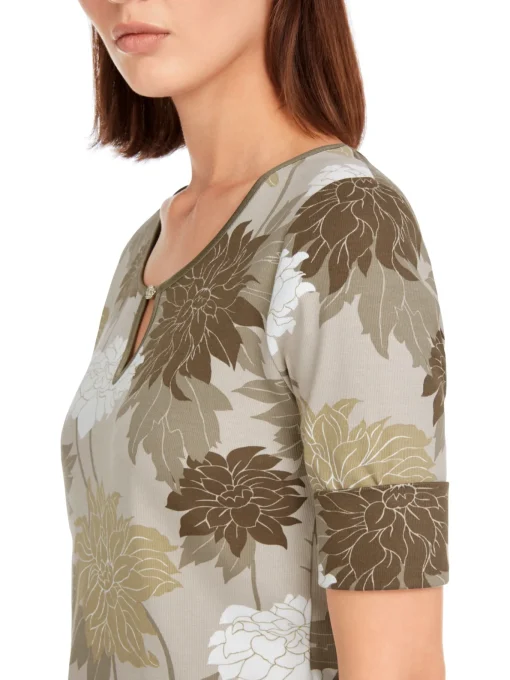 Damen Marc Cain Florales Rippen-T-Shirt