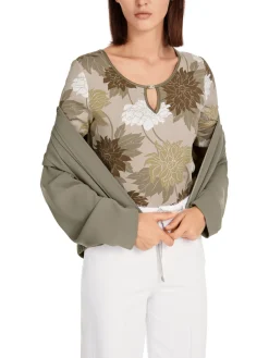 Damen Marc Cain Florales Rippen-T-Shirt