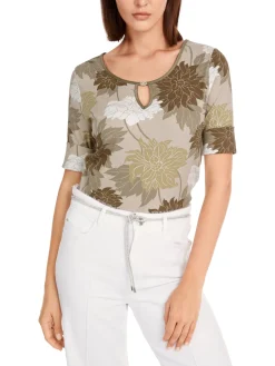 Damen Marc Cain Florales Rippen-T-Shirt