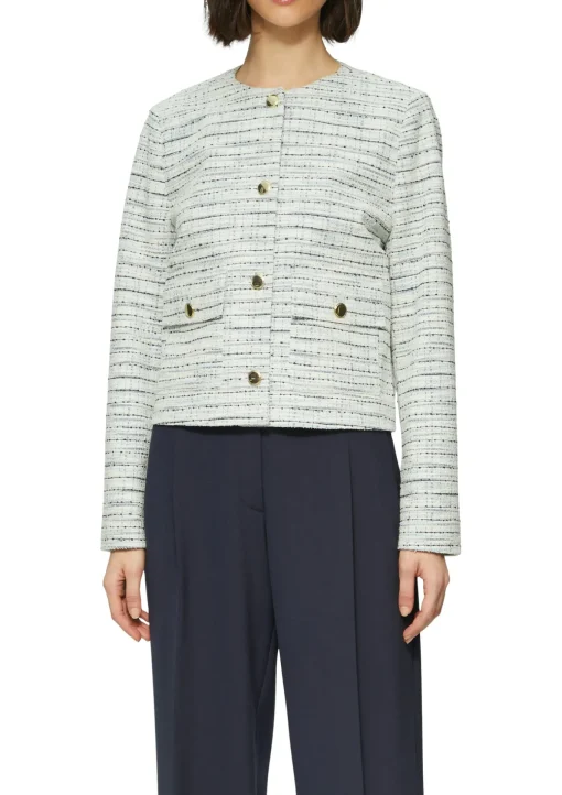 Damen s.Oliver BLACK LABEL Gefütterte Bouclé-Jacke mit Zierknöpfen