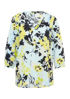 Damen Comma Gemusterte Bluse mit V-Ausschnitt
