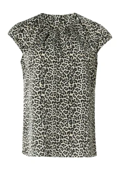Damen Comma Gemusterte Satinbluse mit Kappärmeln