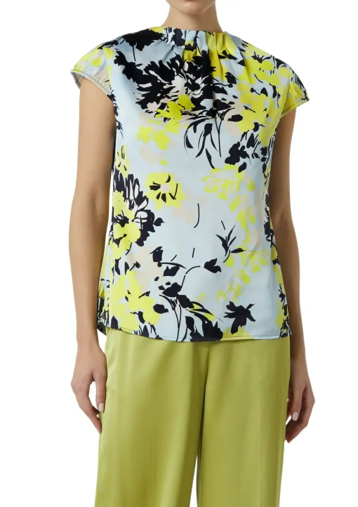 Damen Comma Gemusterte Satin-Bluse mit Raffung