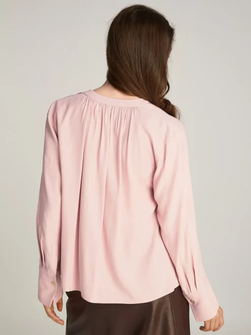Damen Tommy Hilfiger Geraffte Relaxed Fit Bluse mit V-Ausschnitt