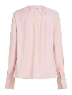 Damen Tommy Hilfiger Geraffte Relaxed Fit Bluse mit V-Ausschnitt