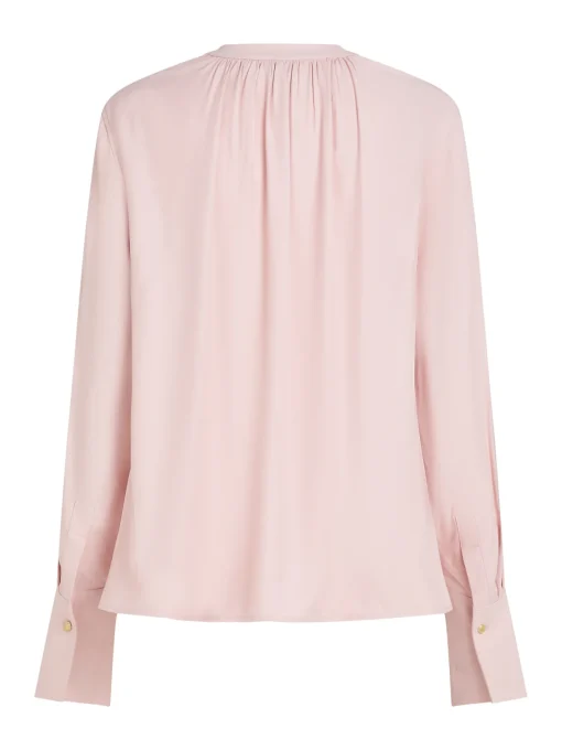 Damen Tommy Hilfiger Geraffte Relaxed Fit Bluse mit V-Ausschnitt