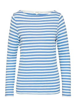 Damen s.Oliver Geringeltes Langarmshirt aus Flammgarn mit U-Boot-Ausschnitt